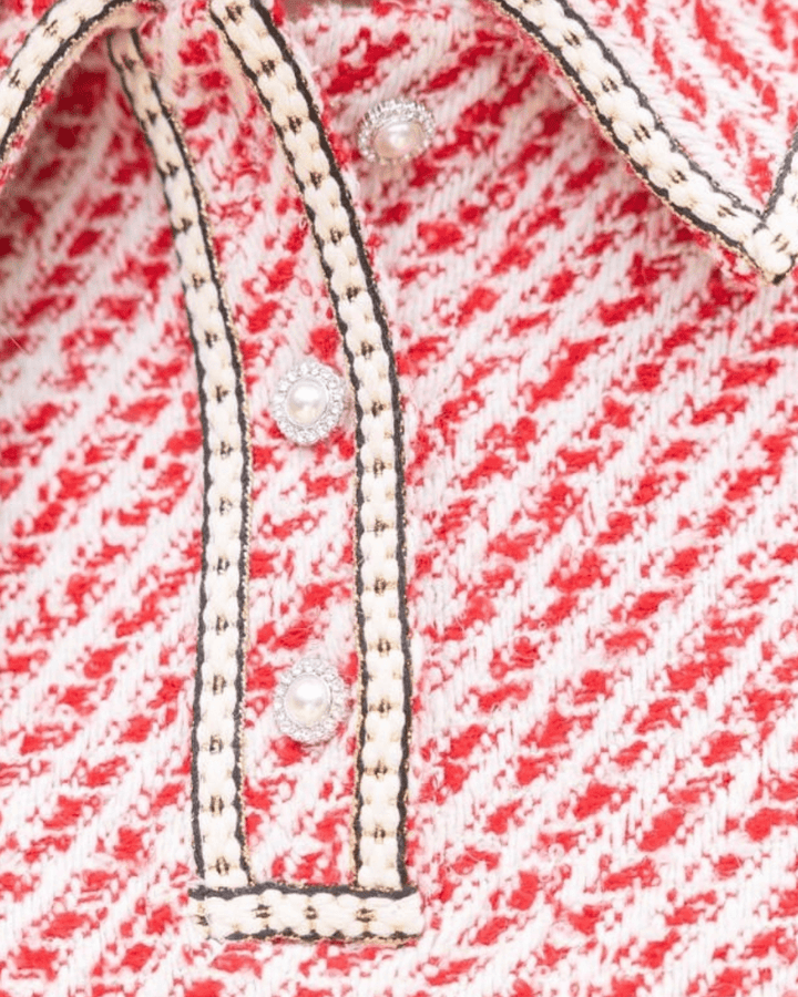 Pearl 1/4 Button Tweed Top - High Call Outfitters