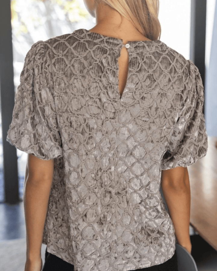 Trellis Trimmed Crushed Velvet Top - High Call Outfitters