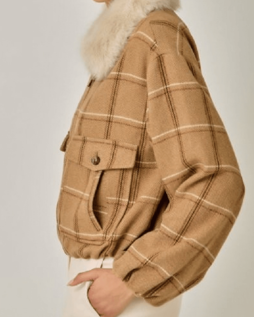 Bubble Hem Plaid Jacket - High Call Outfitters