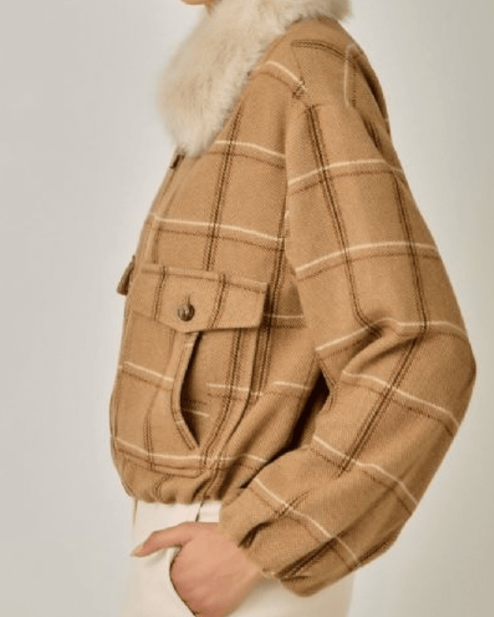 Bubble Hem Plaid Jacket - High Call Outfitters