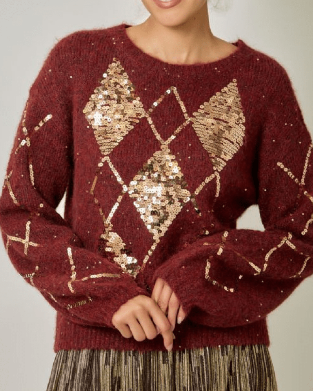 Argyle Sequin Mohair Sweater - High Call Outfitters
