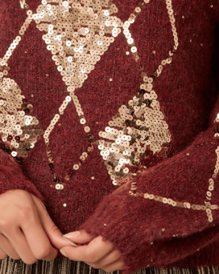 Argyle Sequin Mohair Sweater - High Call Outfitters