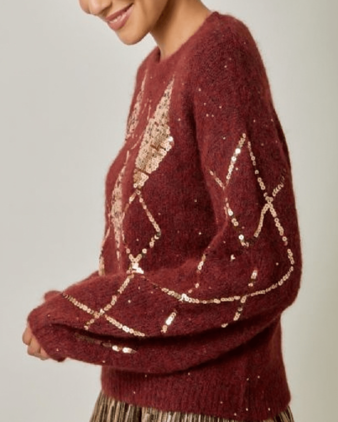 Argyle Sequin Mohair Sweater - High Call Outfitters