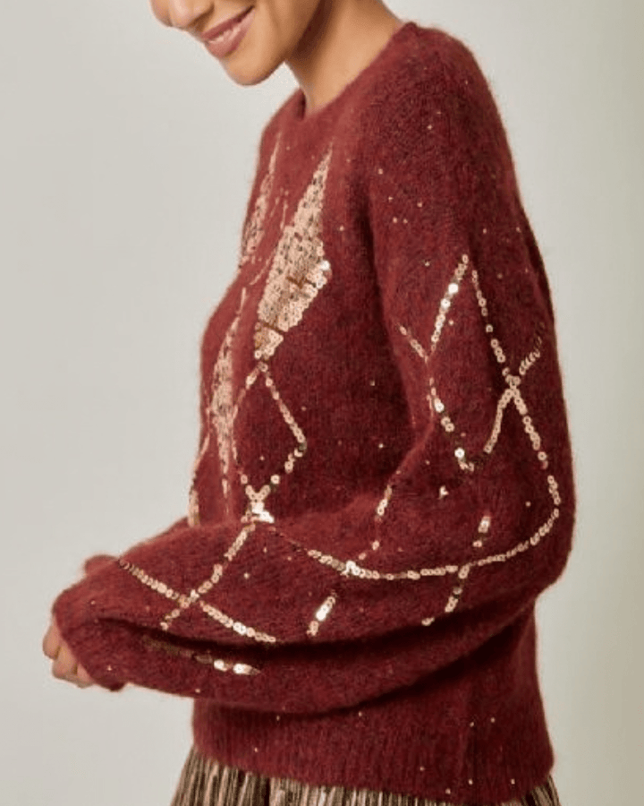 Argyle Sequin Mohair Sweater - High Call Outfitters
