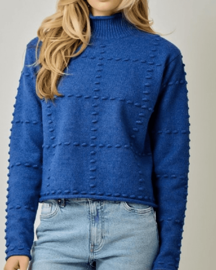 High Neck Pom Pom Sweater - High Call Outfitters