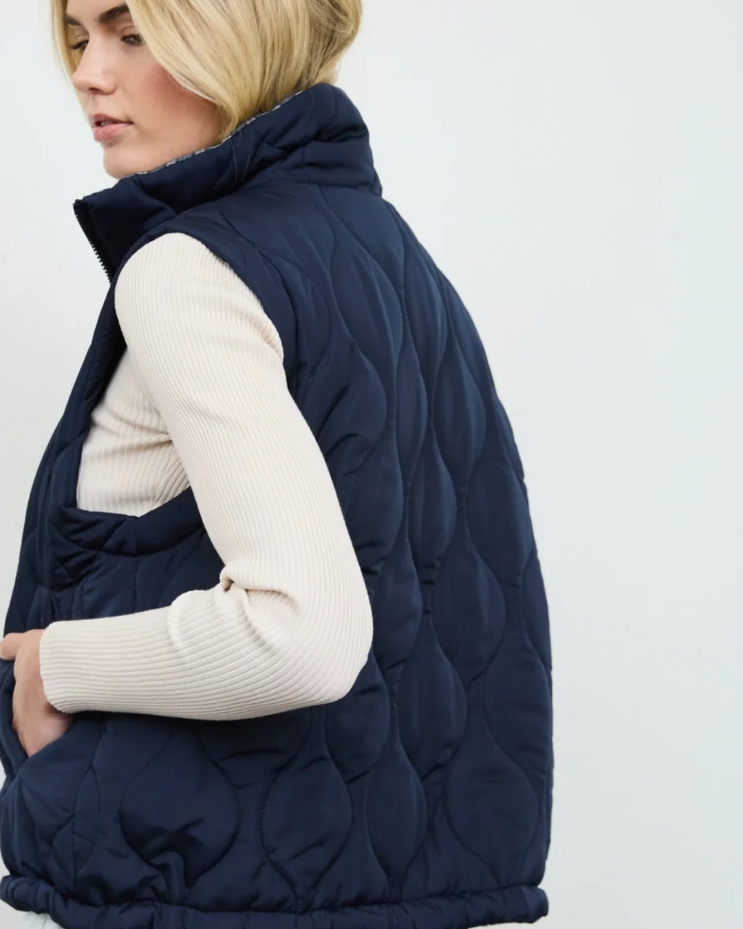 Plaid Trim Quilted Vest - High Call Outfitters