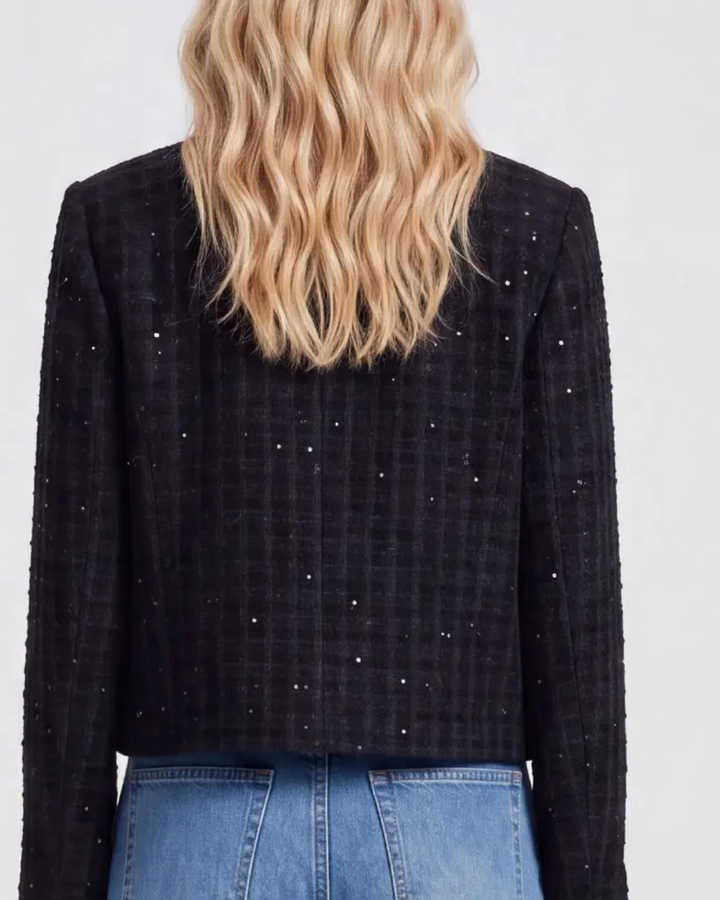 Sparkle Tweed Open Front Jacket