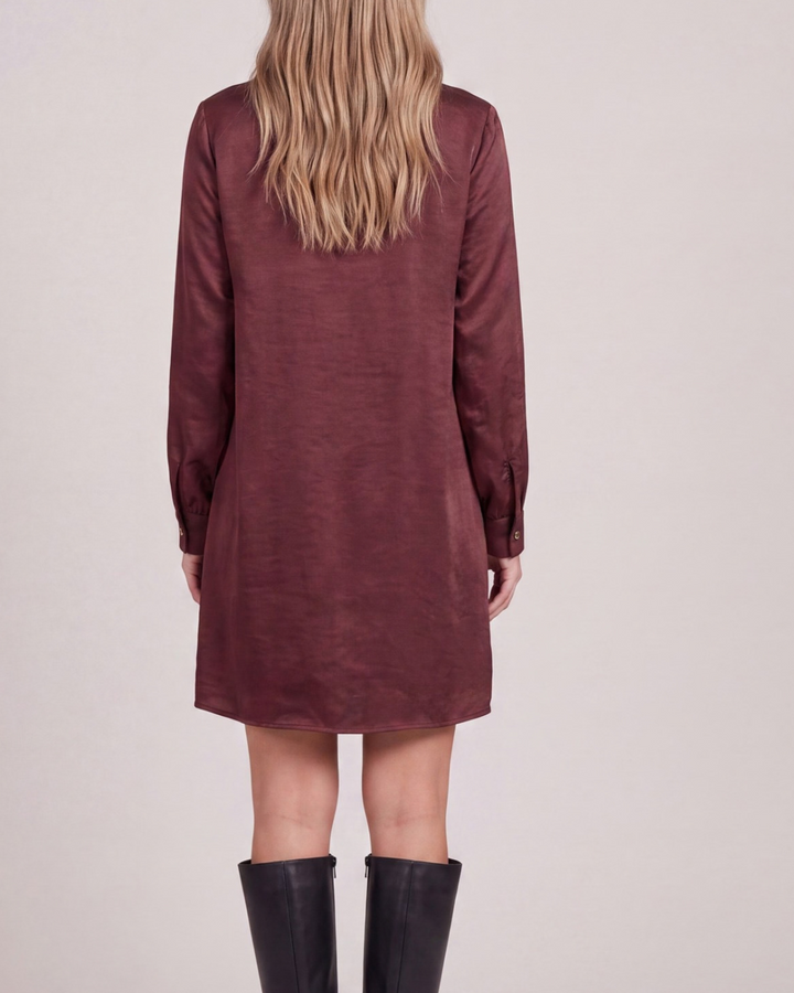 Satin Button Down Shirt Dress