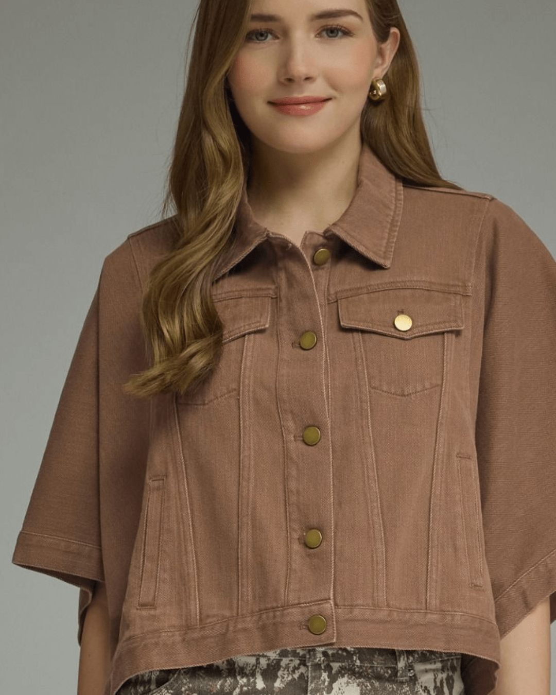 Short Sleeve Snap Front Denim Jacket - High Call Outfitters