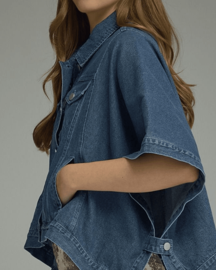 Short Sleeve Snap Front Denim Jacket - High Call Outfitters