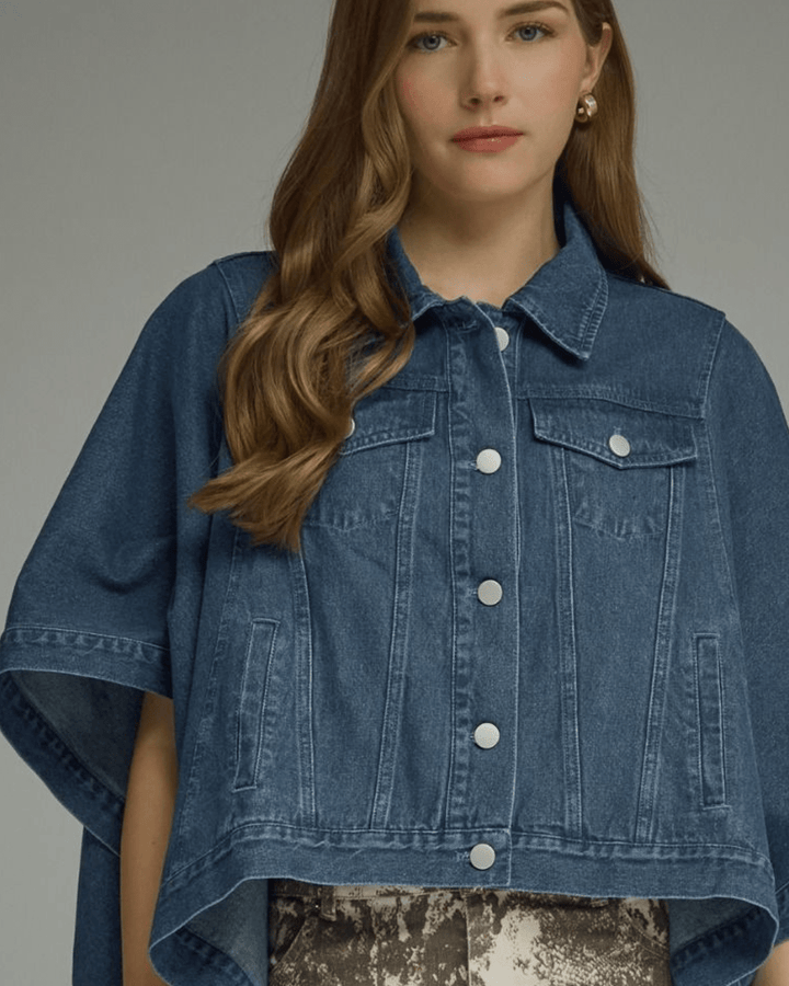 Short Sleeve Snap Front Denim Jacket - High Call Outfitters