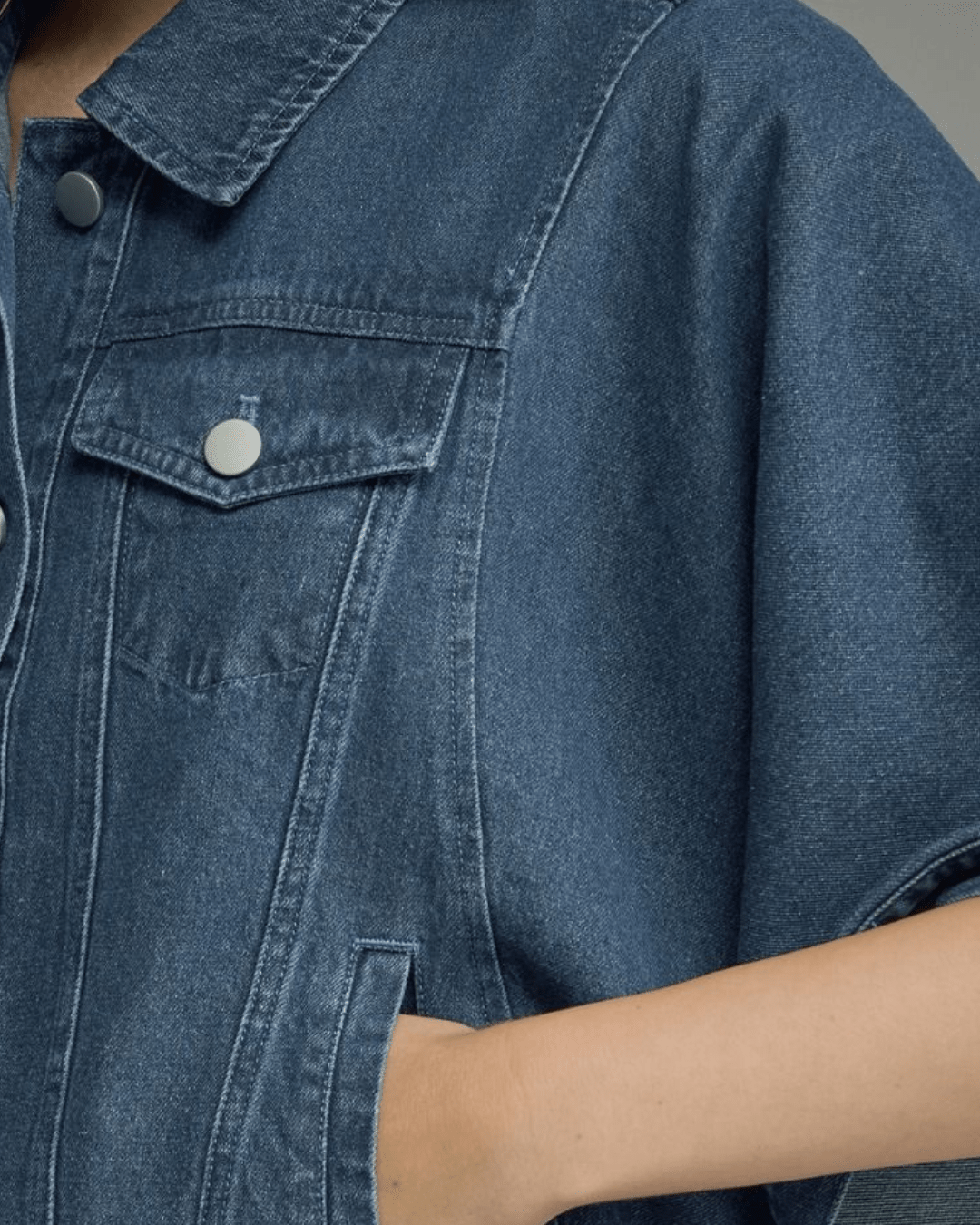 Short Sleeve Snap Front Denim Jacket - High Call Outfitters