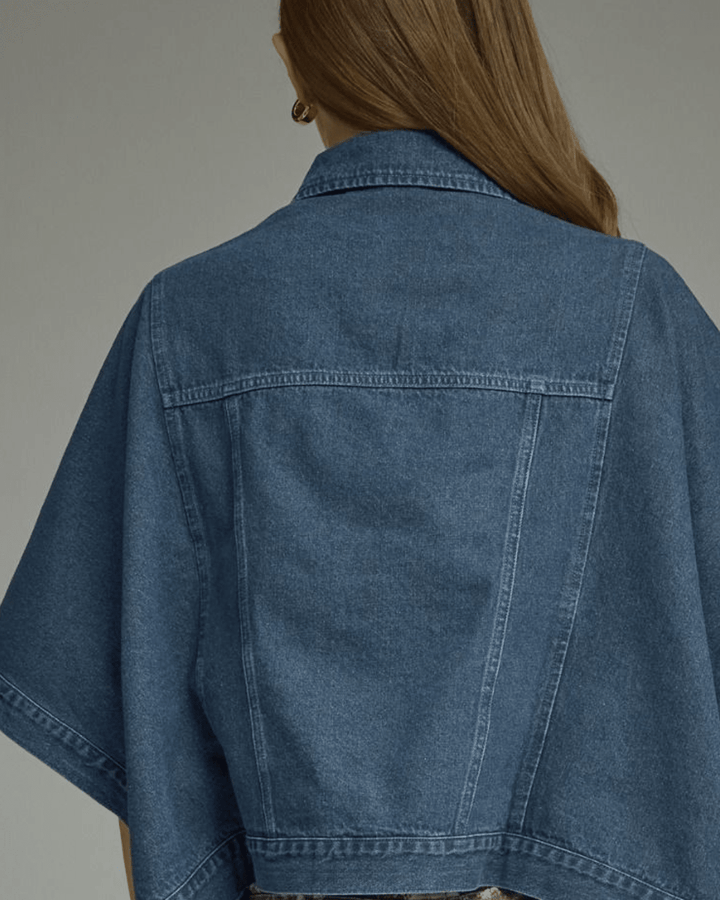 Short Sleeve Snap Front Denim Jacket - High Call Outfitters