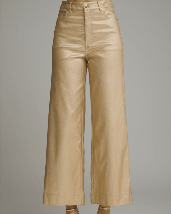 Metallic Wide Leg Pants - High Call Outfitters