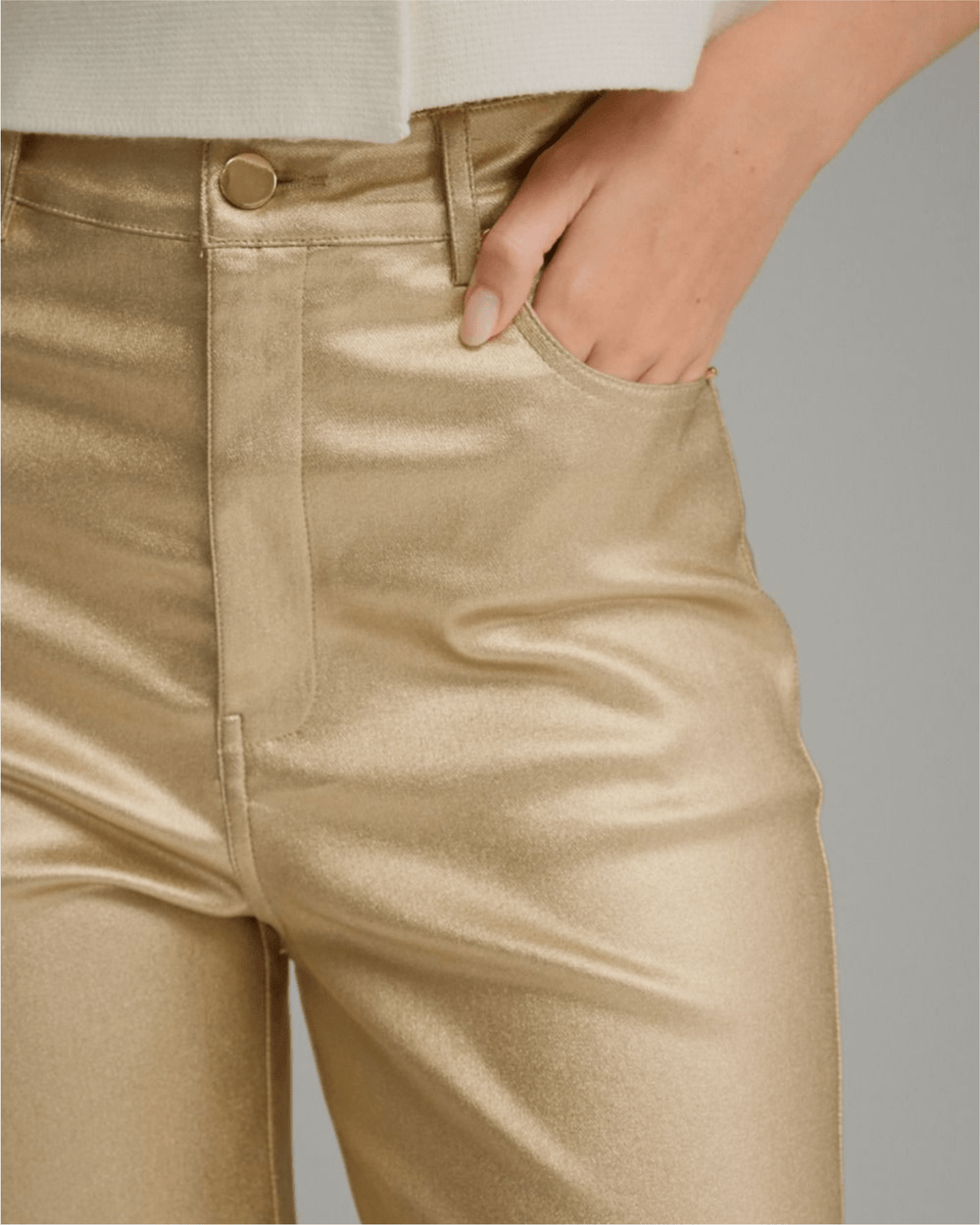 Metallic Wide Leg Pants - High Call Outfitters