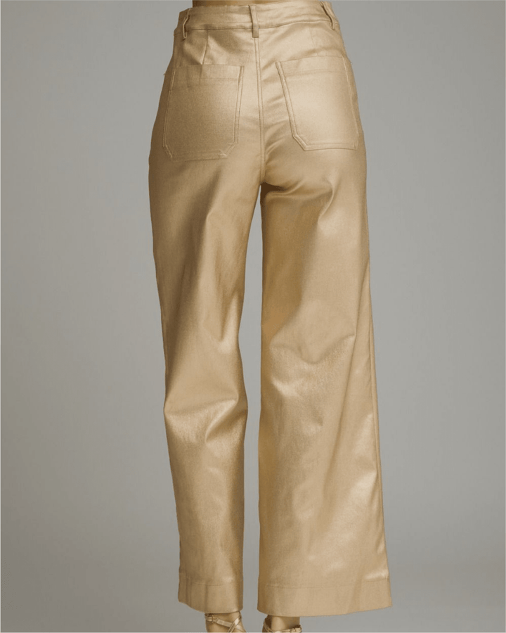 Metallic Wide Leg Pants - High Call Outfitters