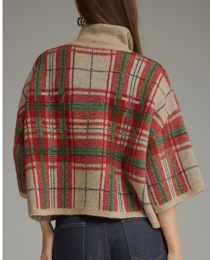 Plaid Collared Sweater Top - High Call Outfitters