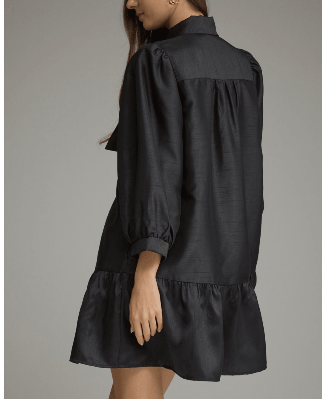 Metallic Bow Neck Mini Dress - High Call Outfitters