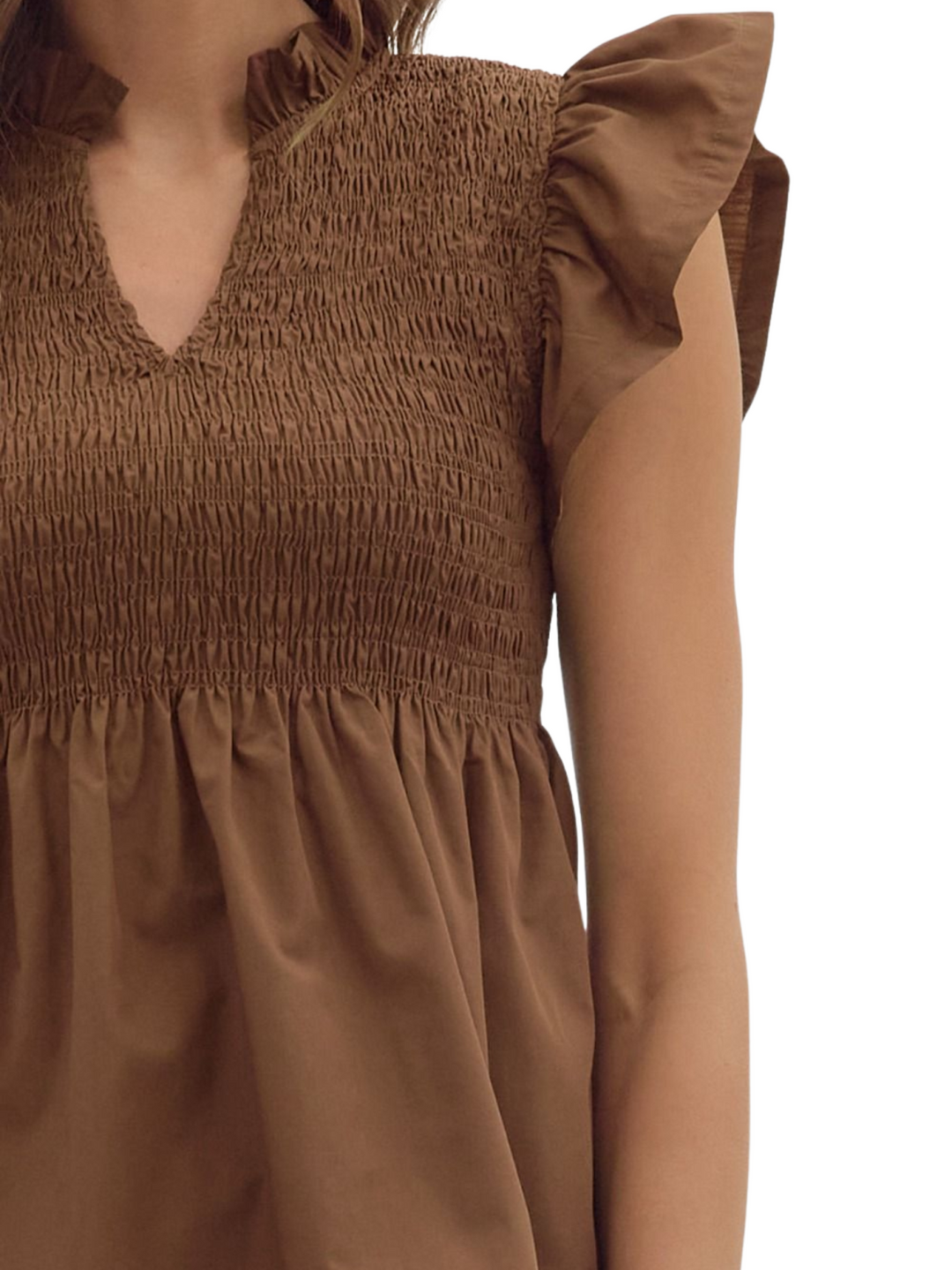 Smocked Flutter Sleeve Top