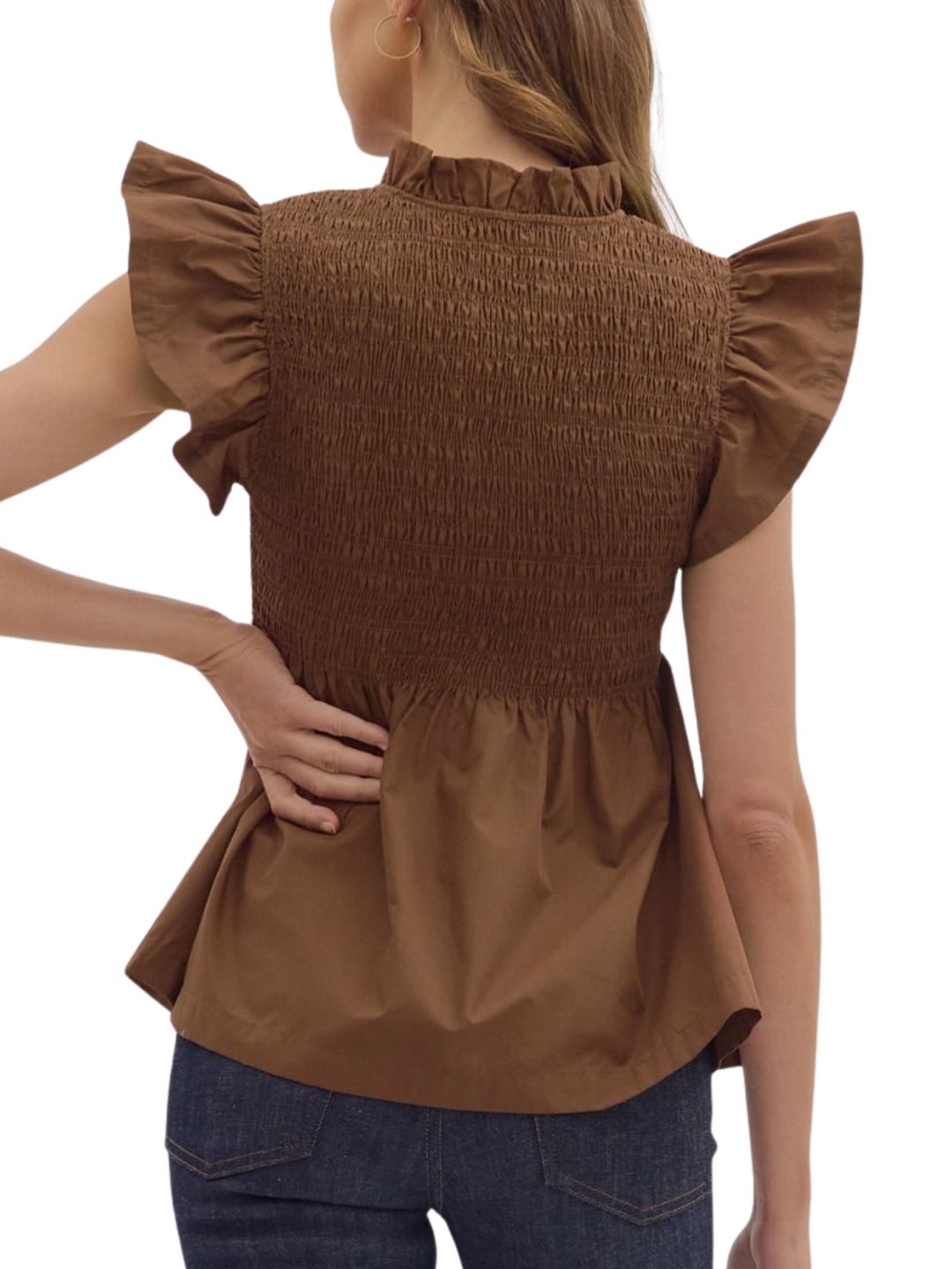 Smocked Flutter Sleeve Top