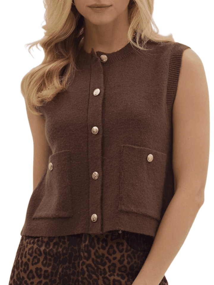 Button Front Sweater Vest - High Call Outfitters