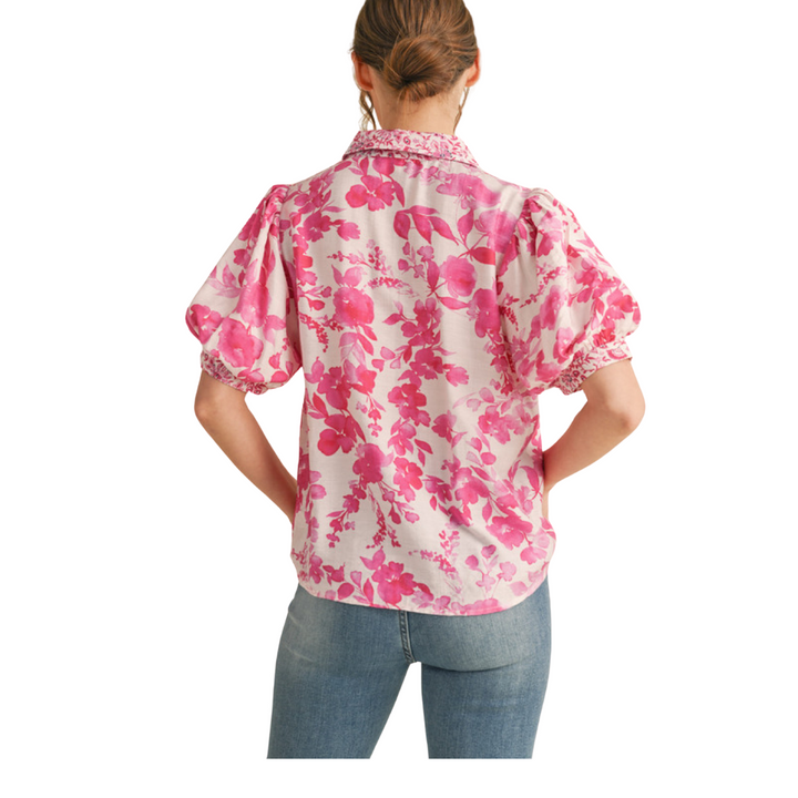 Flower Print Button Front Shirt