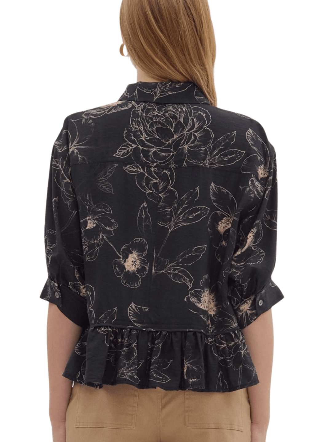 Ruffle Trim Floral Top - High Call Outfitters