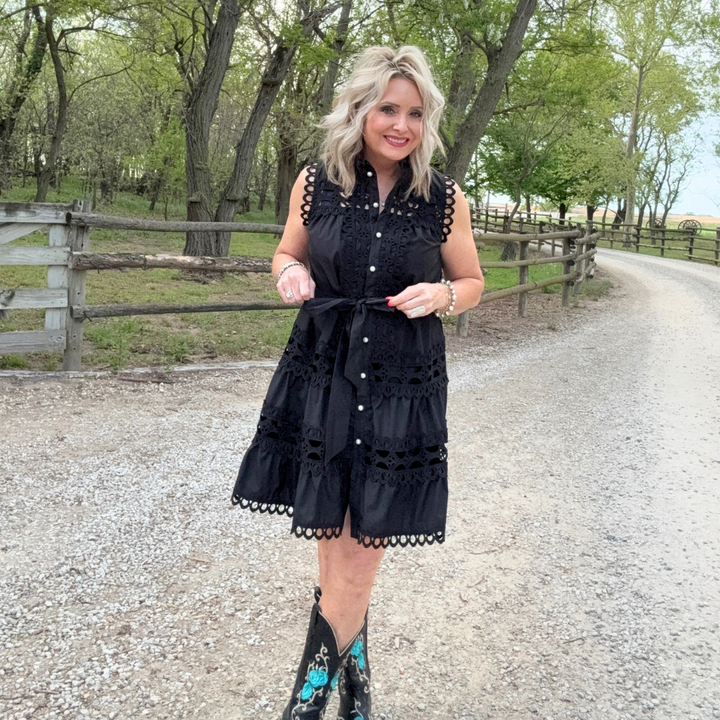 Eyelet Sleeveless Dress