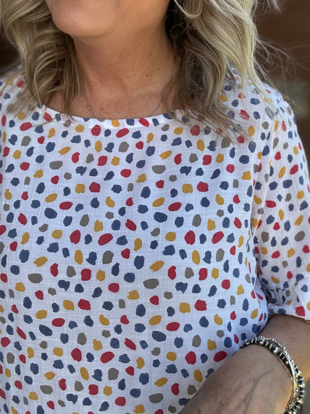 Scoop Neck Ruffle Trim Top from Multiples