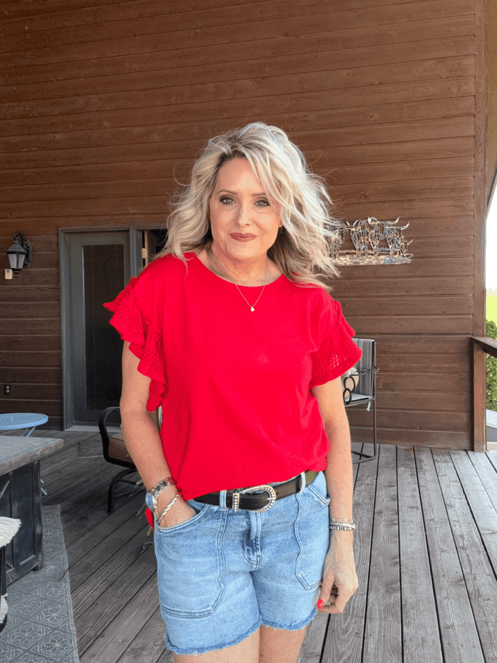 Flutter Sleeve Knit Top from Multiples - High Call Outfitters