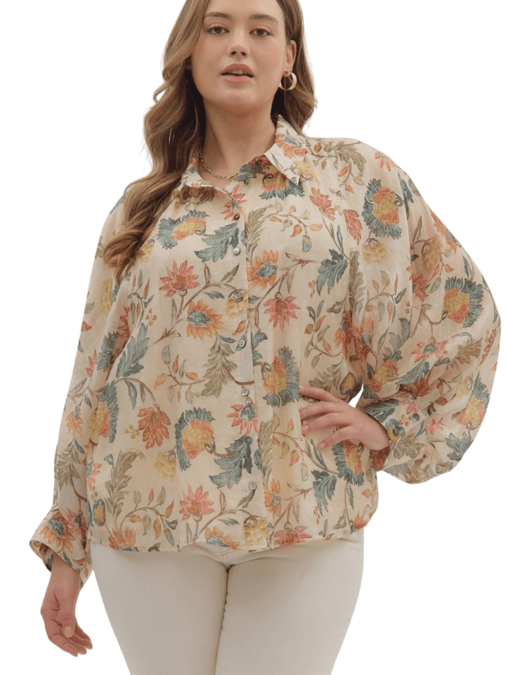 Floral Button Front Top - High Call Outfitters