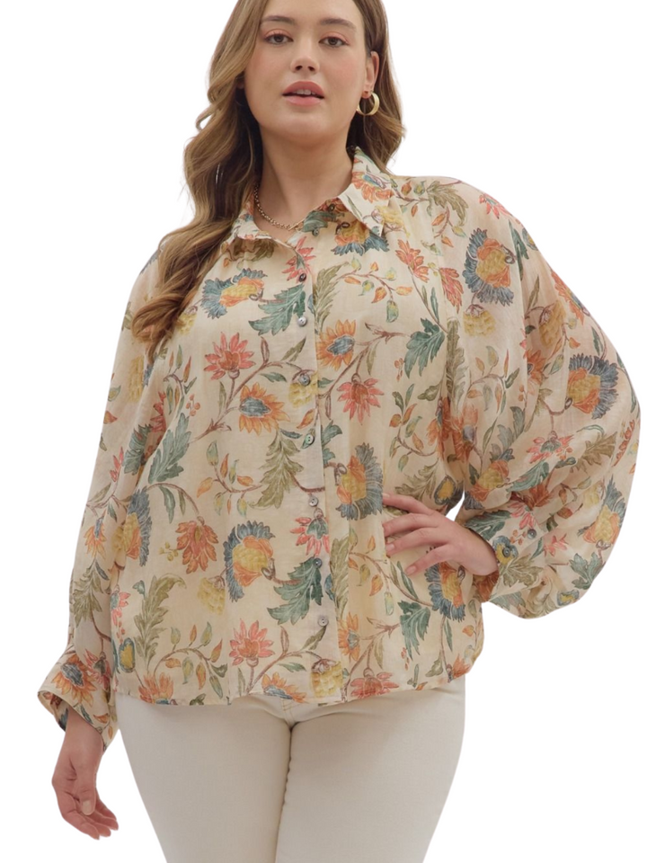 Floral Button Front Top