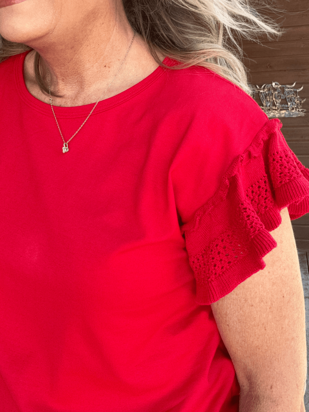 Flutter Sleeve Knit Top from Multiples - High Call Outfitters