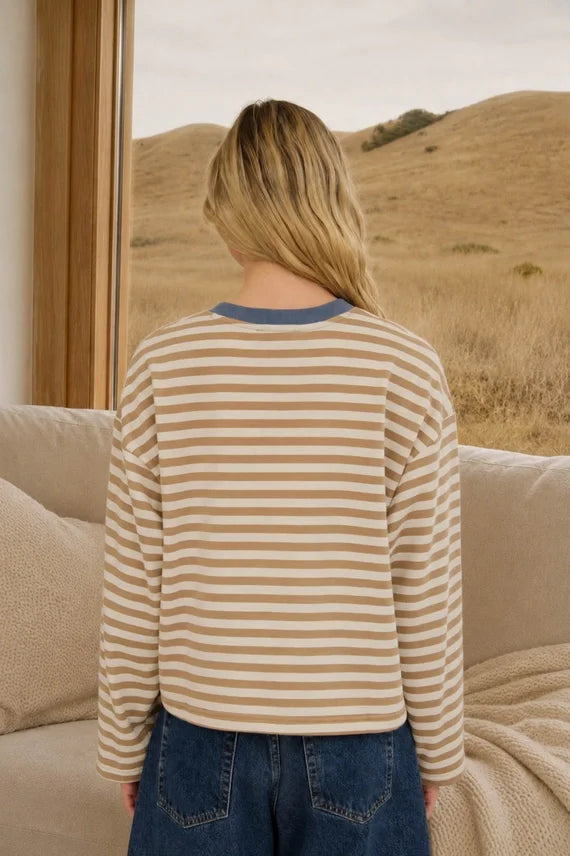 Color Block Stripe Long Sleeve Top