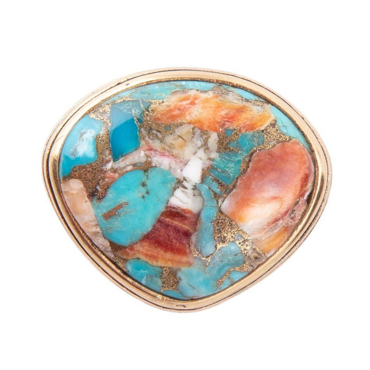 Turquoise Spiny Oyster Matrix Statement Ring from Barse