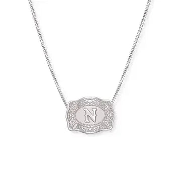 SpurWest Mini Belt Buckle Necklace (Initial) - Silver