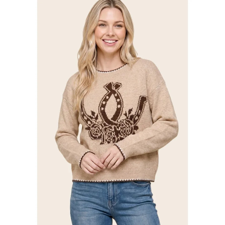 Western Horseshoe Jacquard Sweater