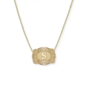 SpurWest Mini Belt Buckle Necklace (Initial) - Gold - High Call Outfitters