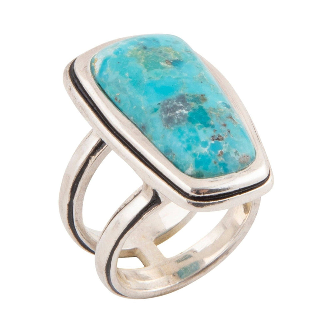 Art Blue Turquoise and Silver Statement Ring from Barse