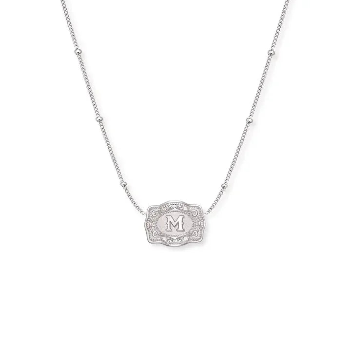 SpurWest Ultra Mini Belt Buckle Necklace (Initial) - Silver - High Call Outfitters