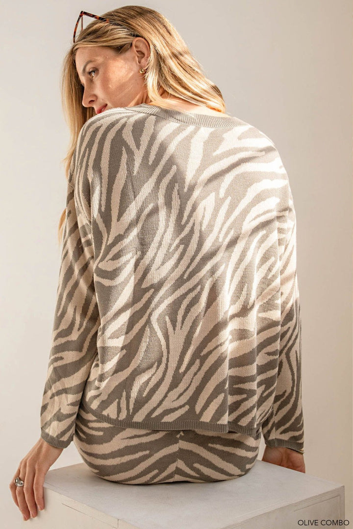 Soft Knit Zebra Print Lounge Set