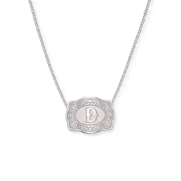 SpurWest Mini Belt Buckle Necklace (Initial) - Silver