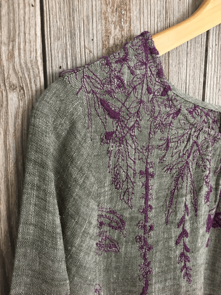 Long Sleeve Dress with Dandelion Embroidery from Uncle Frank - High Call Outfitters