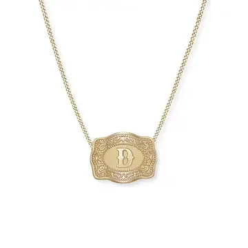 SpurWest Mini Belt Buckle Necklace (Initial) - Gold - High Call Outfitters