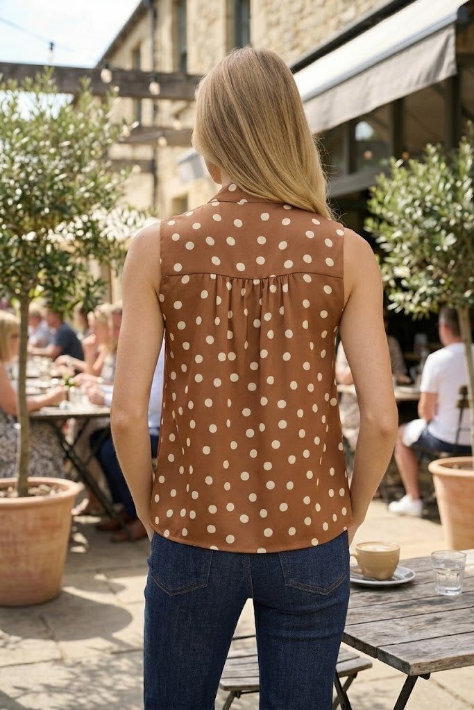 Polka Dot Scarf Slide Sleeveless Top