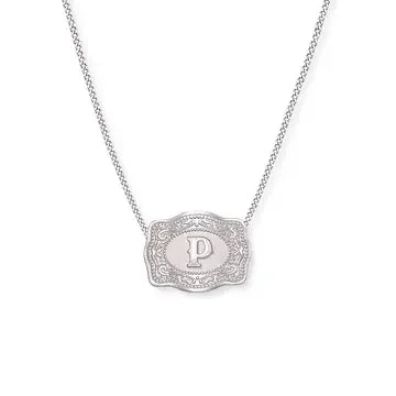 SpurWest Mini Belt Buckle Necklace (Initial) - Silver