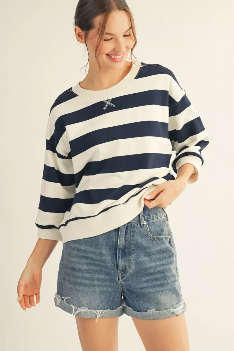 Varsity Stripe Pullover Top