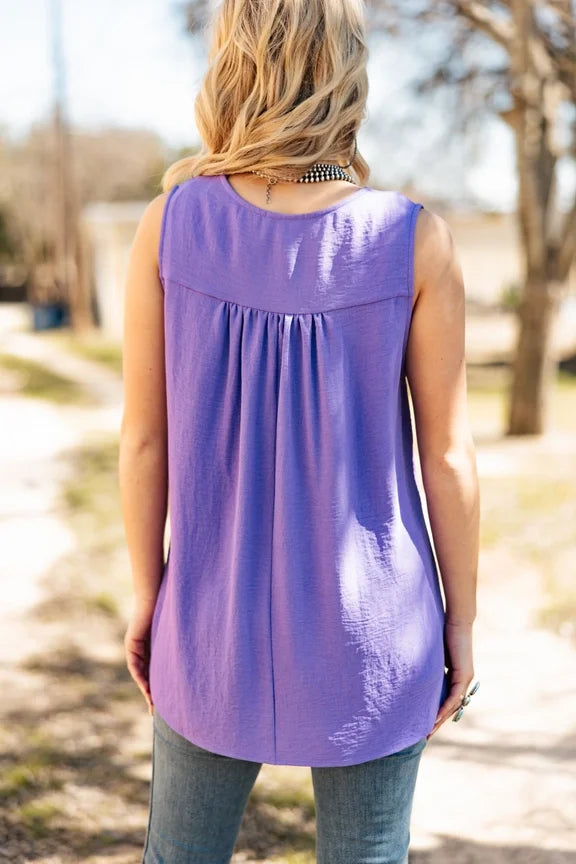 Sleeveless Solid Flowy Tank