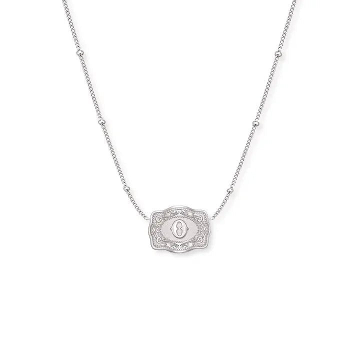 SpurWest Ultra Mini Belt Buckle Necklace (Initial) - Silver - High Call Outfitters