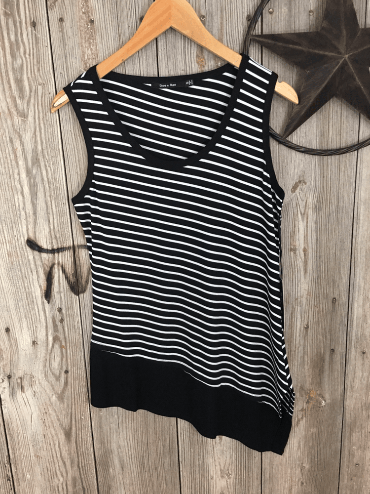 Sleeveless Asymmetrical Striped Top - High Call Outfitters